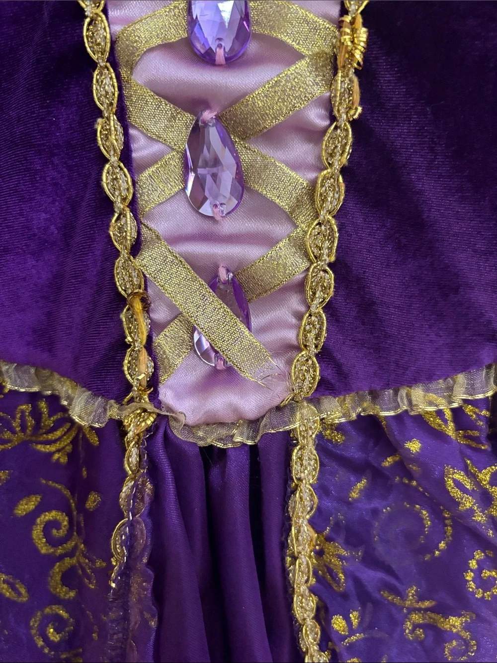 Disney Rapunzel  Princess Costume Dress with Gold Accents